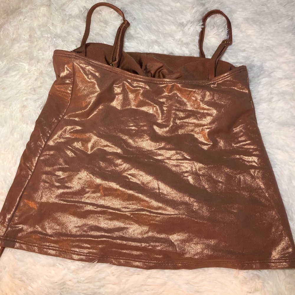 VENUS Shimmering Bronze Metallic Ruched Bikini Top size 6 - Picture 5 of 12